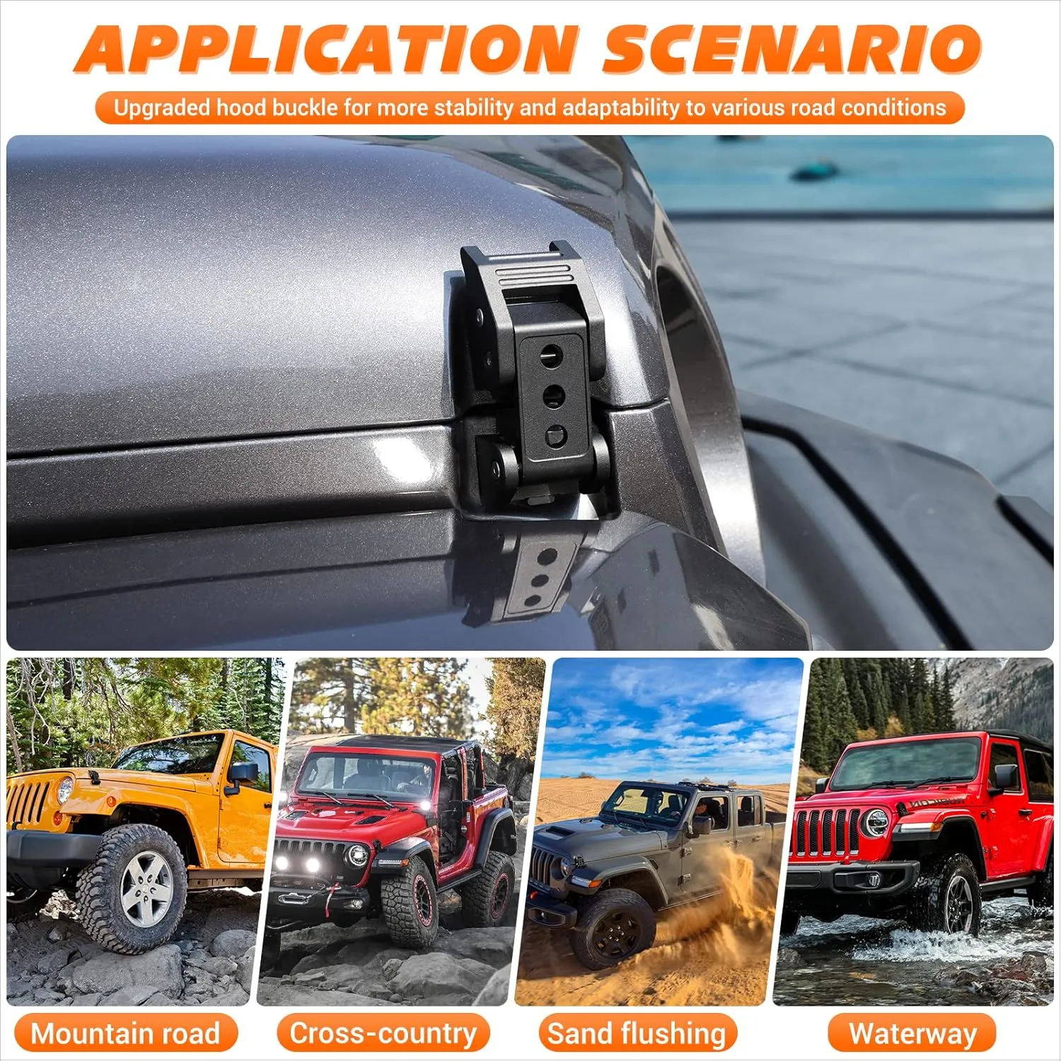 RT-TCZ for Wrangler Hood Latch Lock Catch, Aluminum Hood Latches for Jeep Wrangler JK JKU 2007-2017 JL JLU 2018-2025 Gladiator JT 2020-2025 Black Exterior Accessories 2pcs