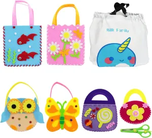 Rtudan First Sewing Kit for Kids, Include 6 Cross-Body Sewing Bags, 1 Craft Scissors, 1 Beautiful Gift Bag, Learn to Sew Educational Toys, Kids Sewing Crafts Supplies, Girls Craft Gifts DIY Craft