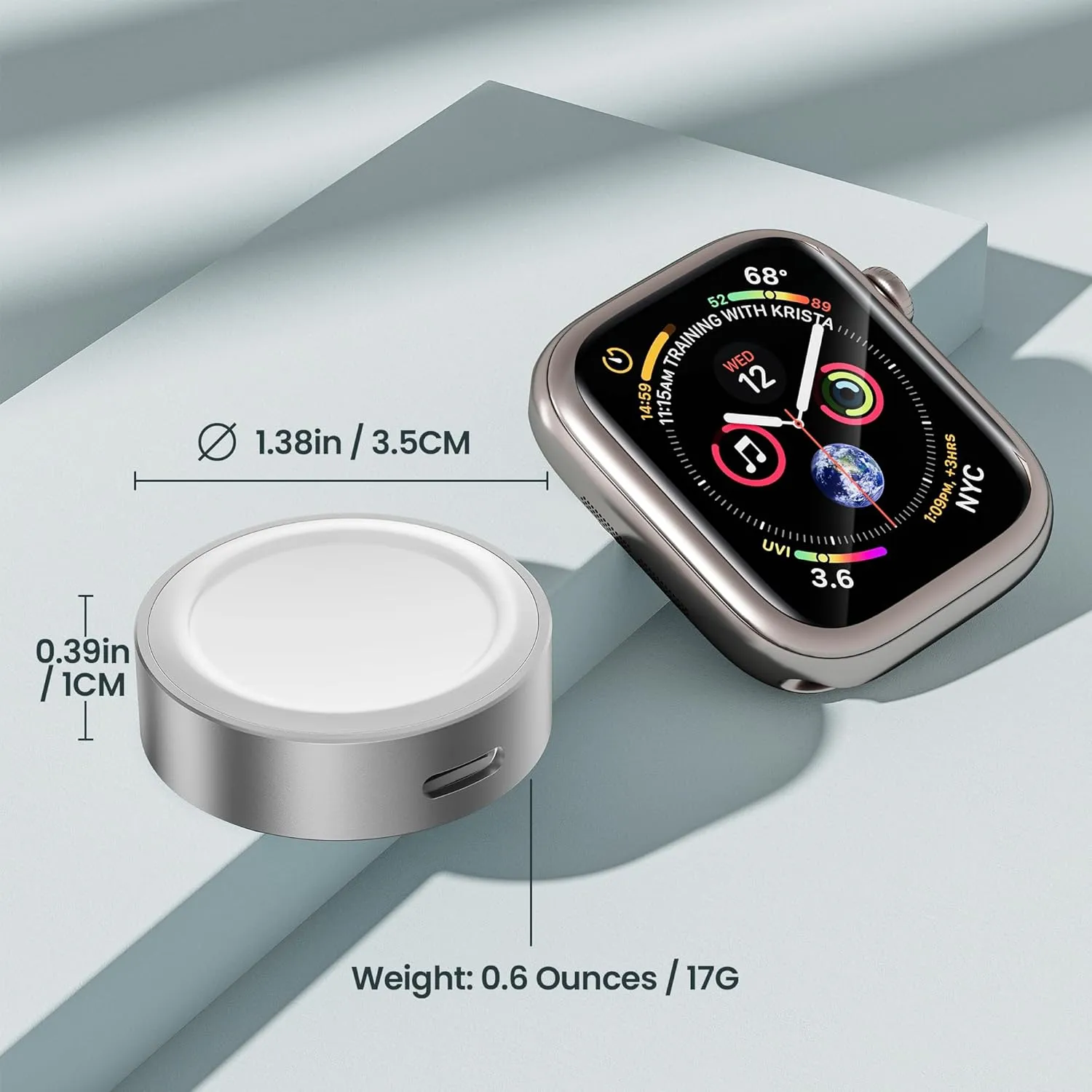 Ruxely Magnetic Charger Adapter for Apple Watch,Portable Wireless Fast iWatch Charger with USB C & iPhone Power Port,Short Apple Watch Charging Cable for iWatch Series 10 9 8 7 6,Ultra 2,SE,42/46/44mm
