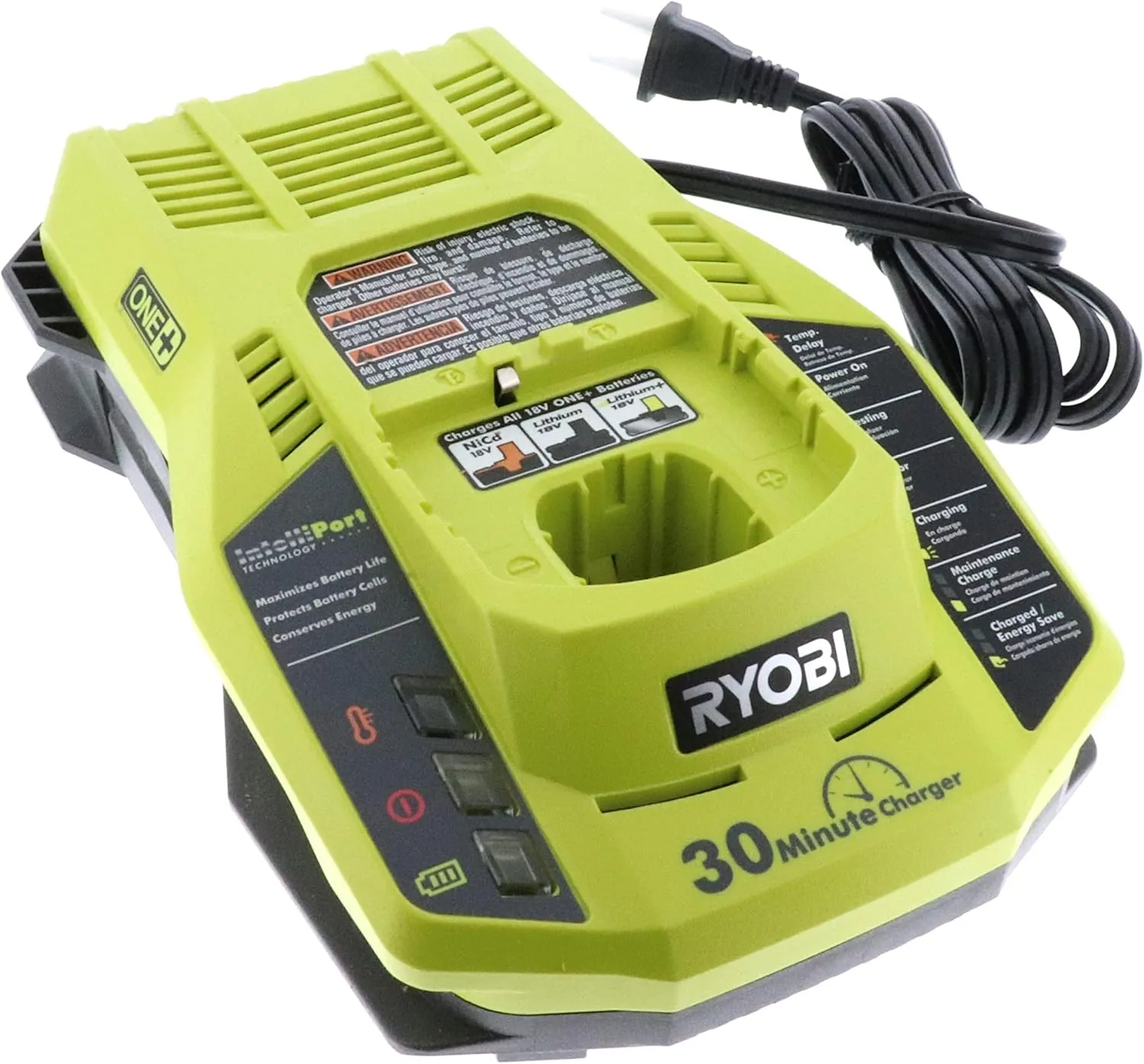 Ryobi P117 One  18 Volt Dual Chemistry IntelliPort Lithium Ion and NiCad Battery Charger (Battery Not Included, Charger Only)