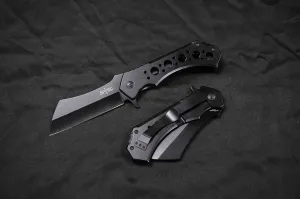 S-TEC 12-inch Rugged Chef Field Tactical Folding Cleaver (Matte Black)