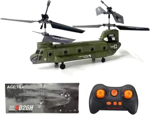 S026H Dual-Rotor Transport Helicopter, 2.4G RC 3CH Dual-Rotor Military Aircraft Model, Gifts for Model Aviation Enthusiasts (RTF Version)