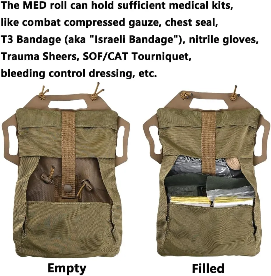 SABADO Rapid Deploy IFAK Pouch First Aid Kits Pack Tactical Two-piece System Medical Supply Holder Roll Carrier Hypalon Handle Outdoor Sport Hunting Bag Laminated Matting Fabric