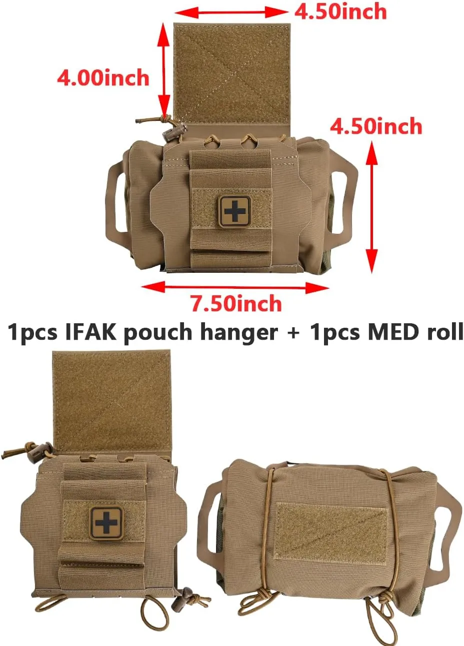 SABADO Rapid Deploy IFAK Pouch First Aid Kits Pack Tactical Two-piece System Medical Supply Holder Roll Carrier Hypalon Handle Outdoor Sport Hunting Bag Laminated Matting Fabric