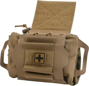 SABADO Rapid Deploy IFAK Pouch First Aid Kits Pack Tactical Two-piece System Medical Supply Holder Roll Carrier Hypalon Handle Outdoor Sport Hunting Bag Laminated Matting Fabric