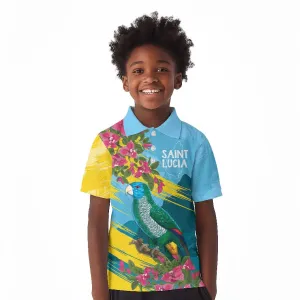 Saint Lucia Afro Kid Polo Shirt Tropical Vibes LT7