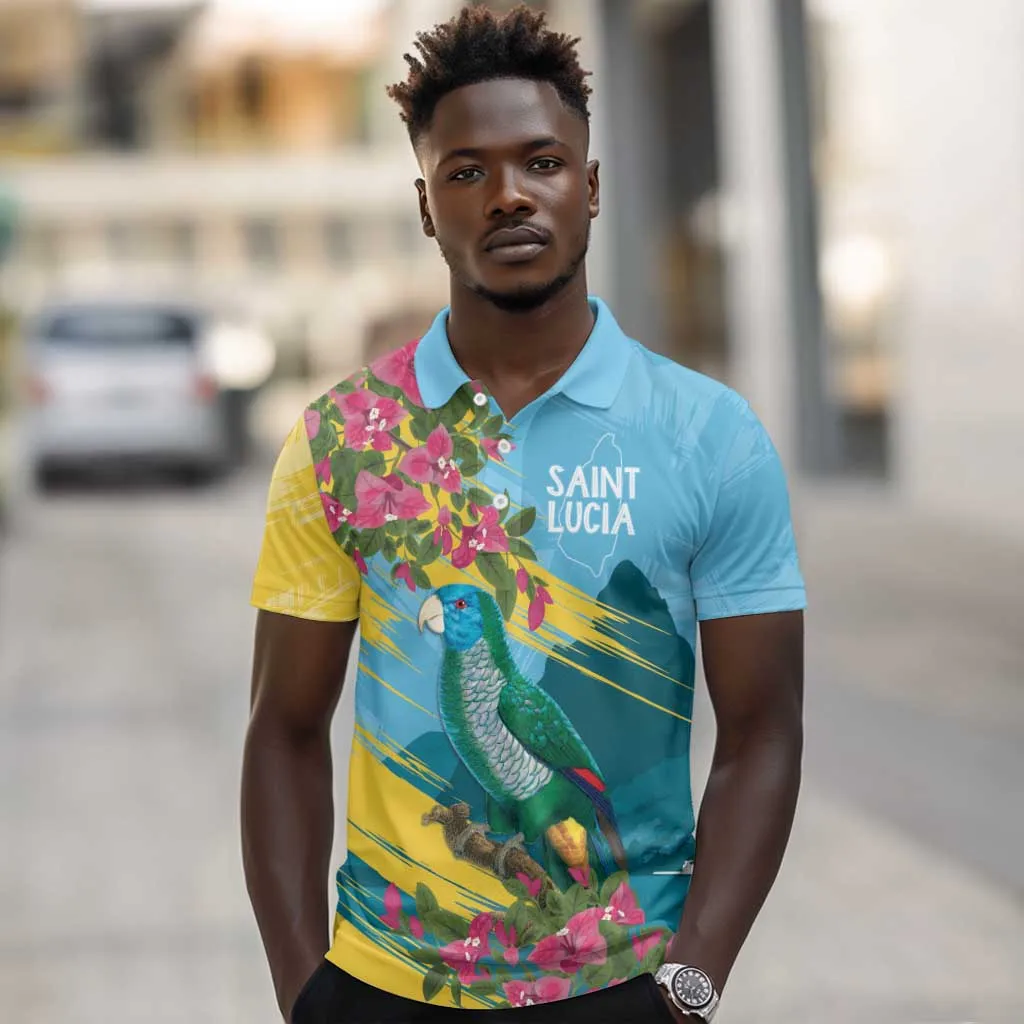 Saint Lucia Afro Polo Shirt Tropical Vibes LT7