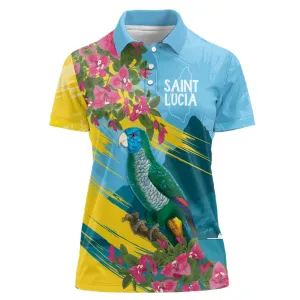 Saint Lucia Afro Women Polo Shirt Tropical Vibes LT7