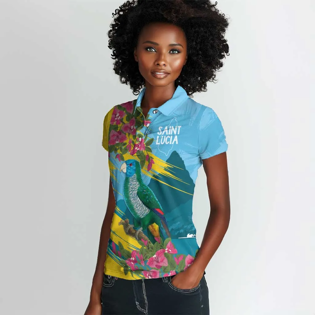 Saint Lucia Afro Women Polo Shirt Tropical Vibes LT7