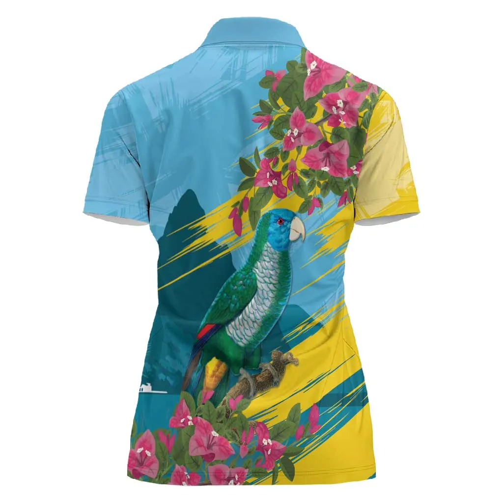Saint Lucia Afro Women Polo Shirt Tropical Vibes LT7