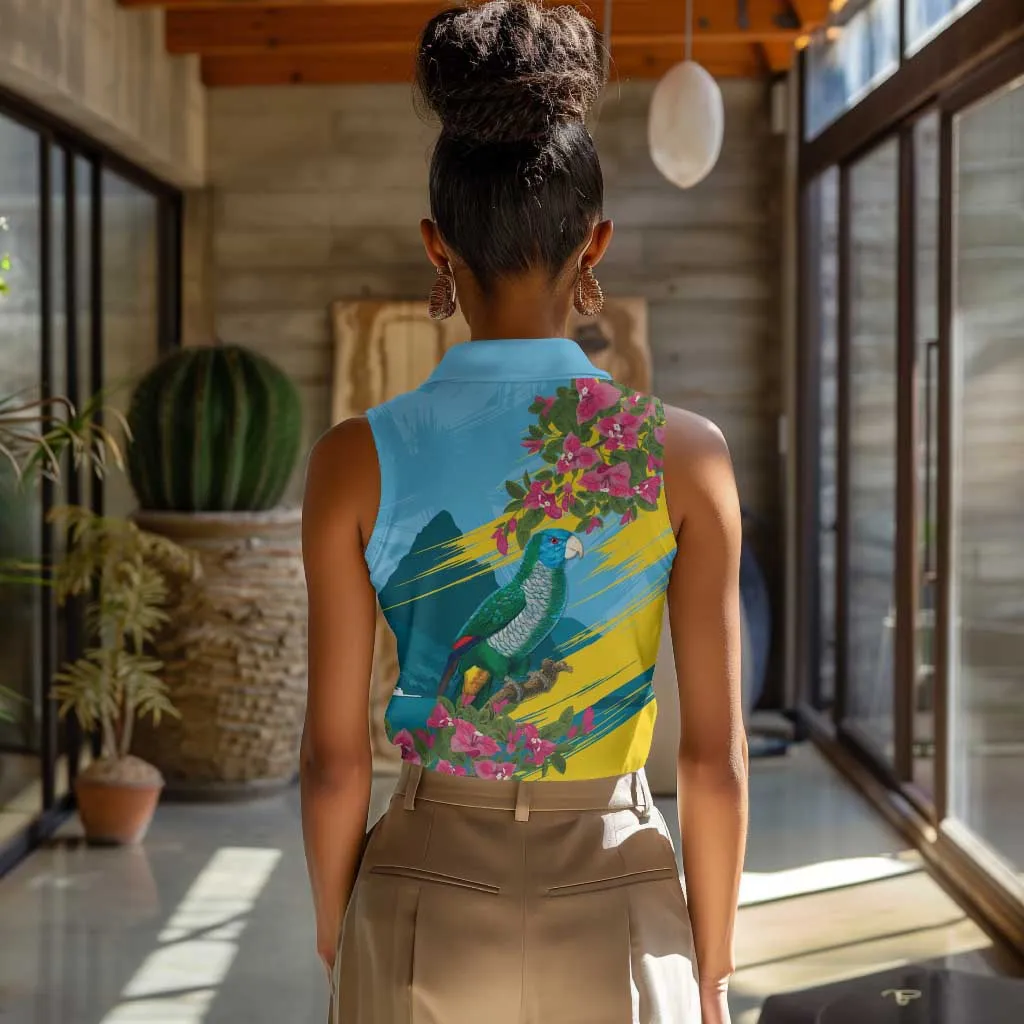 Saint Lucia Afro Women Sleeveless Polo Shirt Tropical Vibes LT7