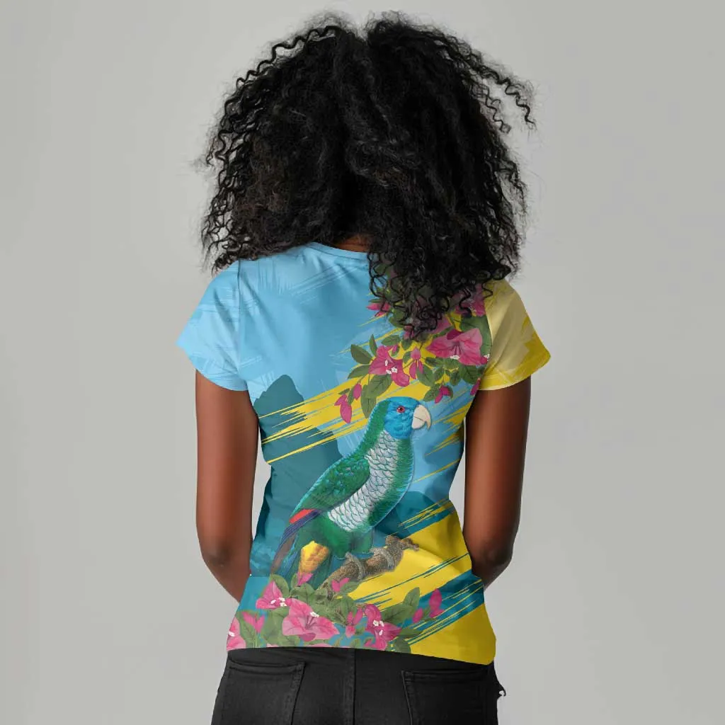 Saint Lucia Afro Women V-Neck T-Shirt Tropical Vibes LT7