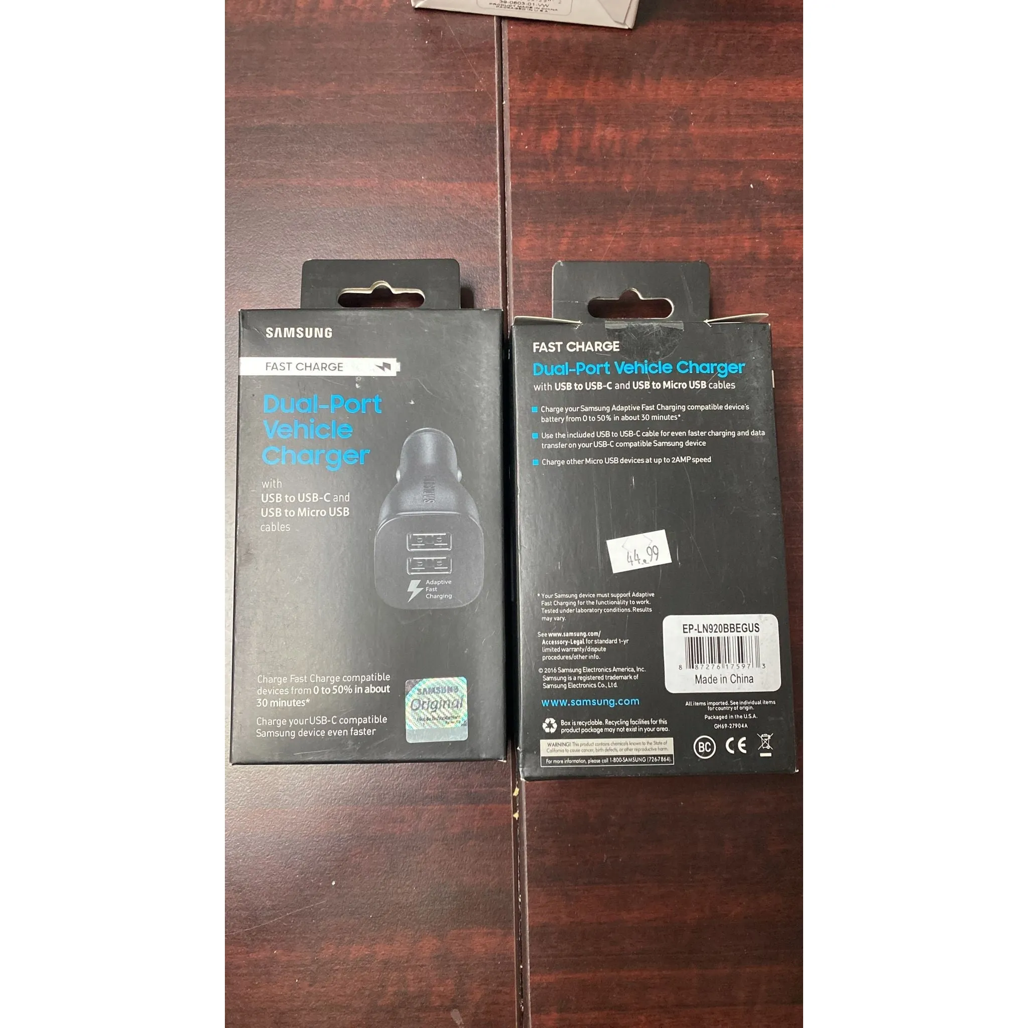 Samsung Dual Port Car Charger Black Phone USB Charge Cable