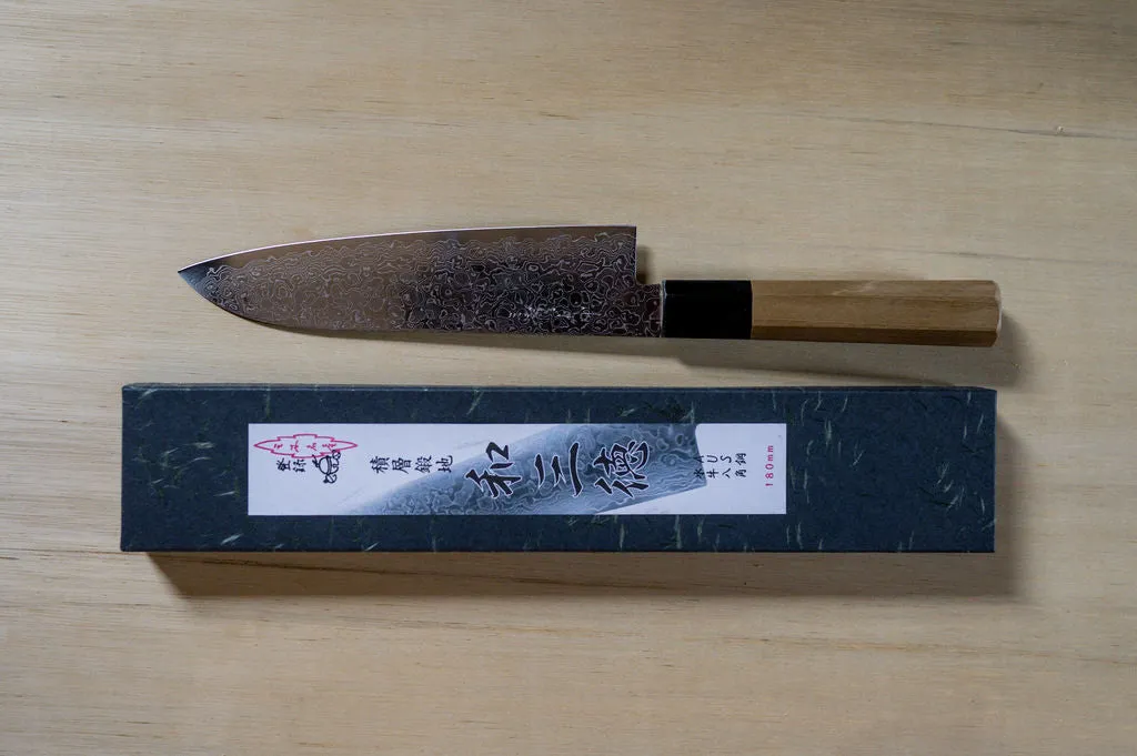 Santoku Knife AUS10 Damascus 180mm