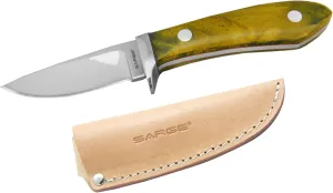 Sarge Knives SK-922 Tom Kreger Fixed Blade Bird Knife with 2-1/2-Inch Stainless Steel Blade and Maple Burl Wood Polished Stainless Finger Guard