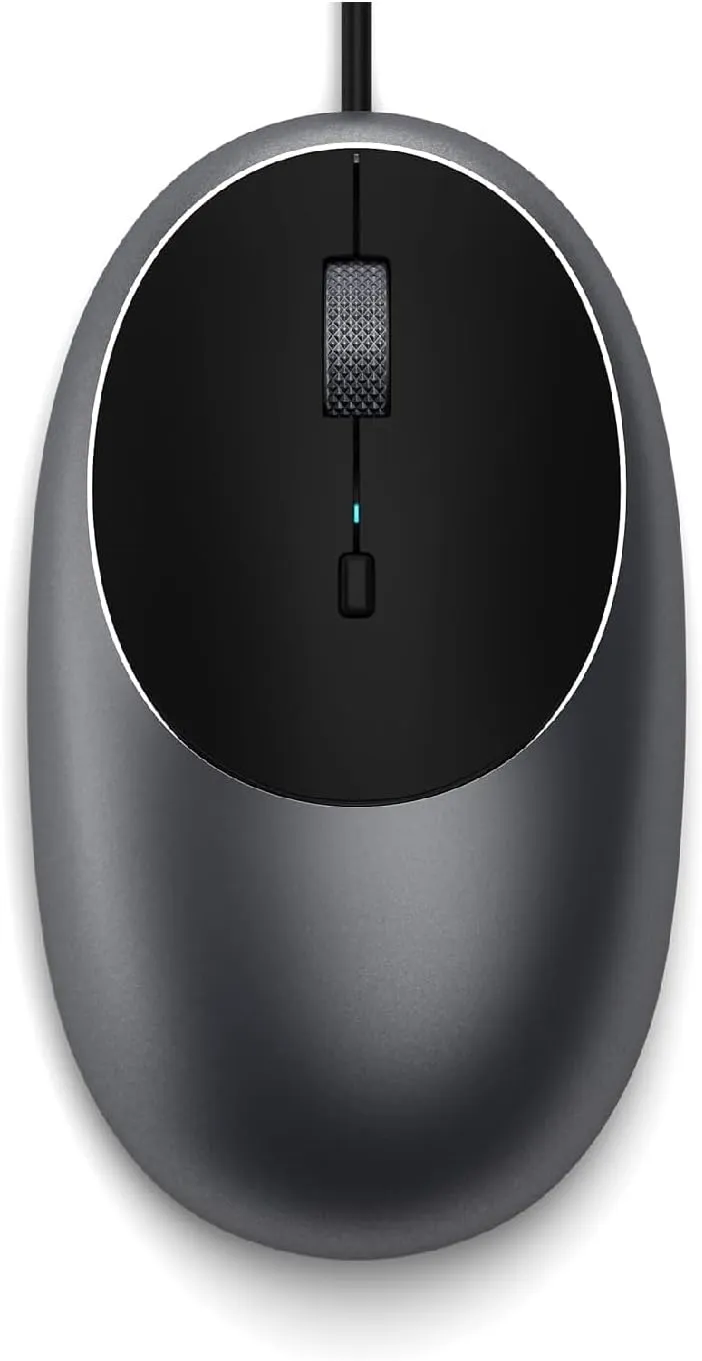 Satechi Aluminum C1 Wired USB C Mouse – Optical Computer Mouse – for M2/ M1 MacBook Pro/Air, M2/ M1 iPad Pro/Air, M2 Mac mini, iMac M1 - Space Gray