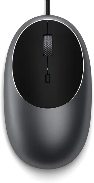Satechi Aluminum C1 Wired USB C Mouse – Optical Computer Mouse – for M2/ M1 MacBook Pro/Air, M2/ M1 iPad Pro/Air, M2 Mac mini, iMac M1 - Space Gray