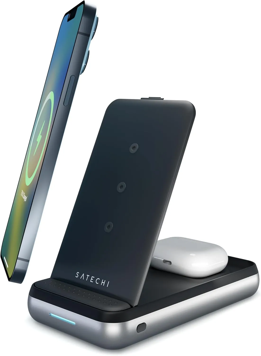 Satechi Duo Wireless Charger Stand & 10000 mah Power Bank – Portable Charger Power Bank – 3 in 1 Wireless Charging Stand – for iPhone 16/15/14/13/12/11/X, AirPods Pro & AirPods Gen 3/2, M2/M1 iPad
