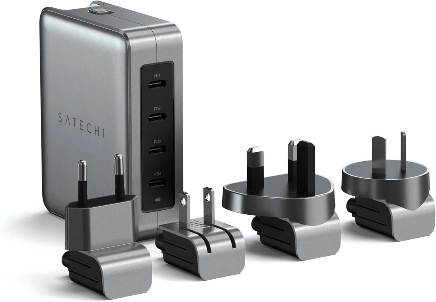 Satechi GaN Travel Charger, 145W GaN USB C Charger with 4 Ports, 2X USBC PD 3.1 and 2X USB C PD 3.0, Fast Charging Travel Station for Apple, Windows and Most USBC Devices