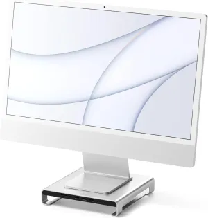 Satechi Type-C Aluminum Monitor Stand Hub with USB-C Data, USB 3.0, Micro/SD Card Slots & 3.5mm Headphone Jack - For Apple Studio Display, iMac M1, iMac, iMac Pro (Silver)