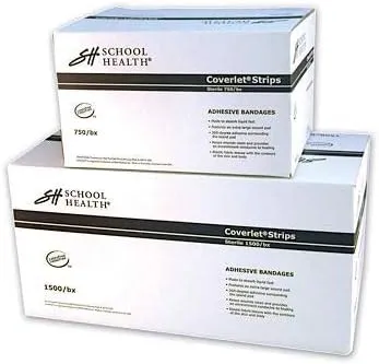 School Health - Adhesive Bandages, Comfortable Form-Fitting Protection & Wound Care for Cuts and Scrapes, Premium Adhesive Stays Secure with Movement, Loose Bulk Fabric Bandages - 1" x 3" 1500/Box