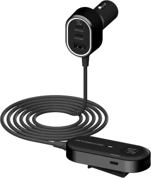 Scosche CPD100EX-VA1 Six Port 100W USB Car Charger Fast Charging Adapter PD 30W & 20W USB-C Ports & 18W USB-A Port, Travel Charger for Multiple Devices with 5FT extension Cable for iPhone 15, iPad Pro