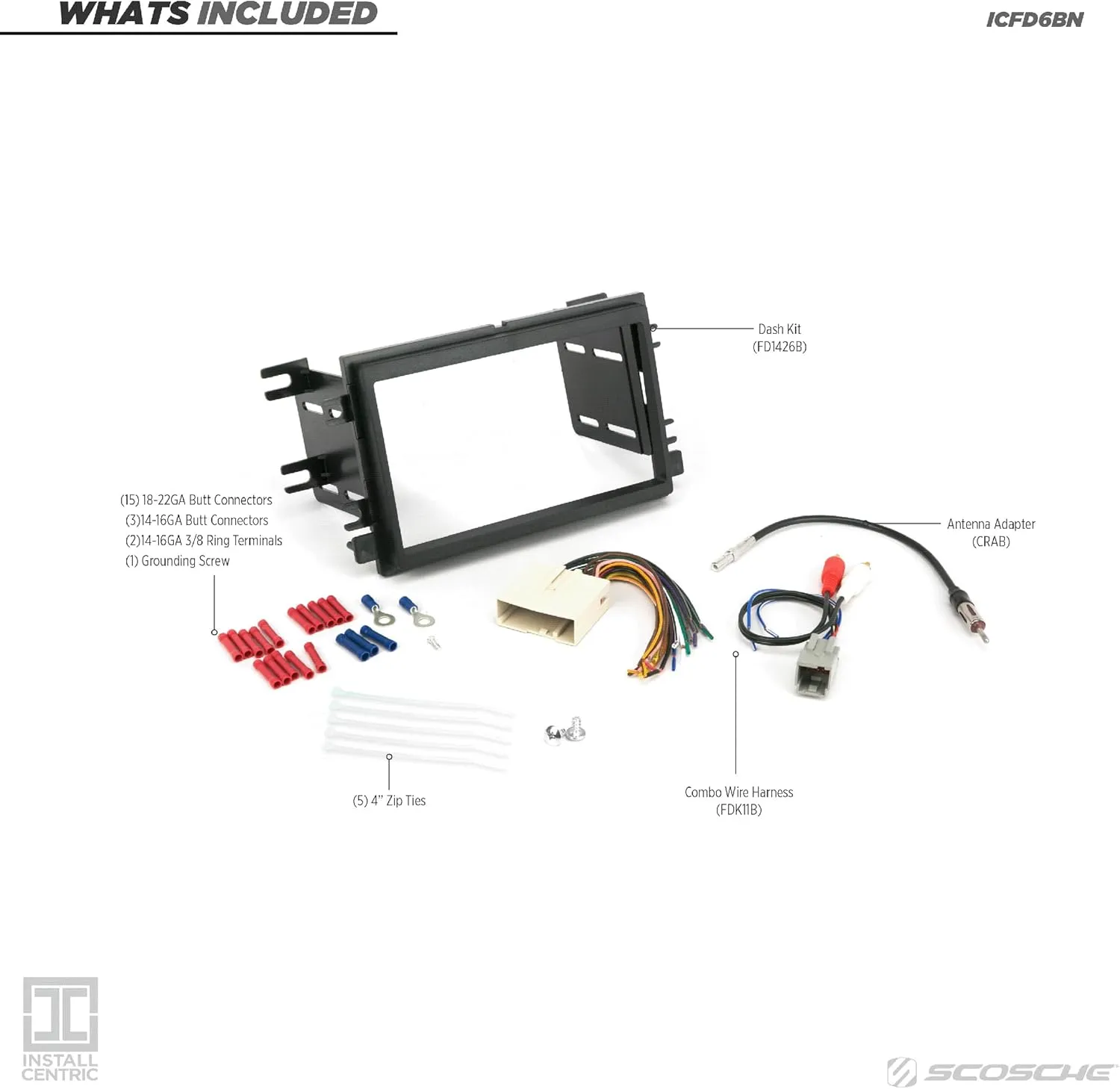Scosche ICFD6BN Double DIN Radio Install Dash Kit Compatible with Select 2007-14 Ford and & Mercury Vehicles with Premium Sound - Complete Car Stereo Installation Kit - See Vehicle Fit Guide in Images