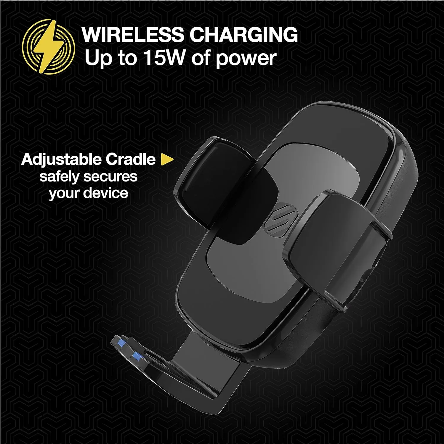 Scosche UQ3DV-SP Dashboard/Vent Qi-Enabled Wireless Charging Universal Phone Mount for The car w/Stick Grip Black