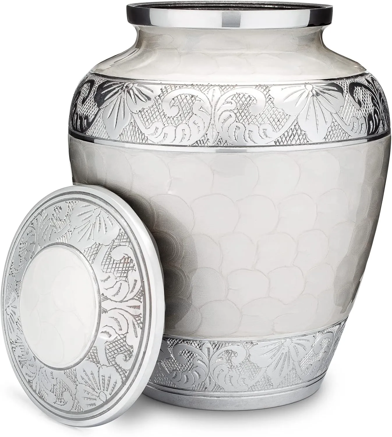 Serenity Memorial Urn - White Human Ashes Urn - 200LB Capacity with Bag