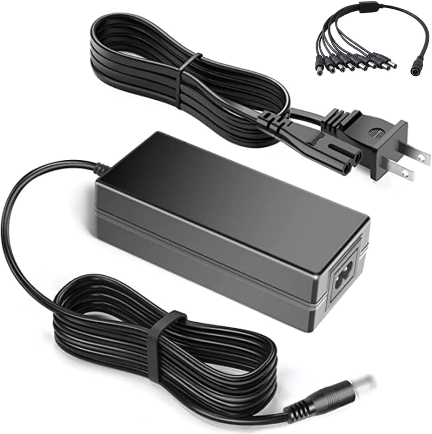 Set: 60W AC Adapter Plus DC Female to 8 Male Power Splitter Cable for Q-See CCTV Camera Q-See CCTV Camera QCN7001B / QH8003B / QD4501B / QM6006B