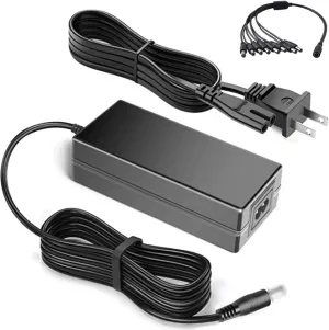 Set: 60W AC Adapter Plus DC Female to 8 Male Power Splitter Cable for Q-See CCTV Camera Q-See CCTV Camera QCN7001B / QH8003B / QD4501B / QM6006B
