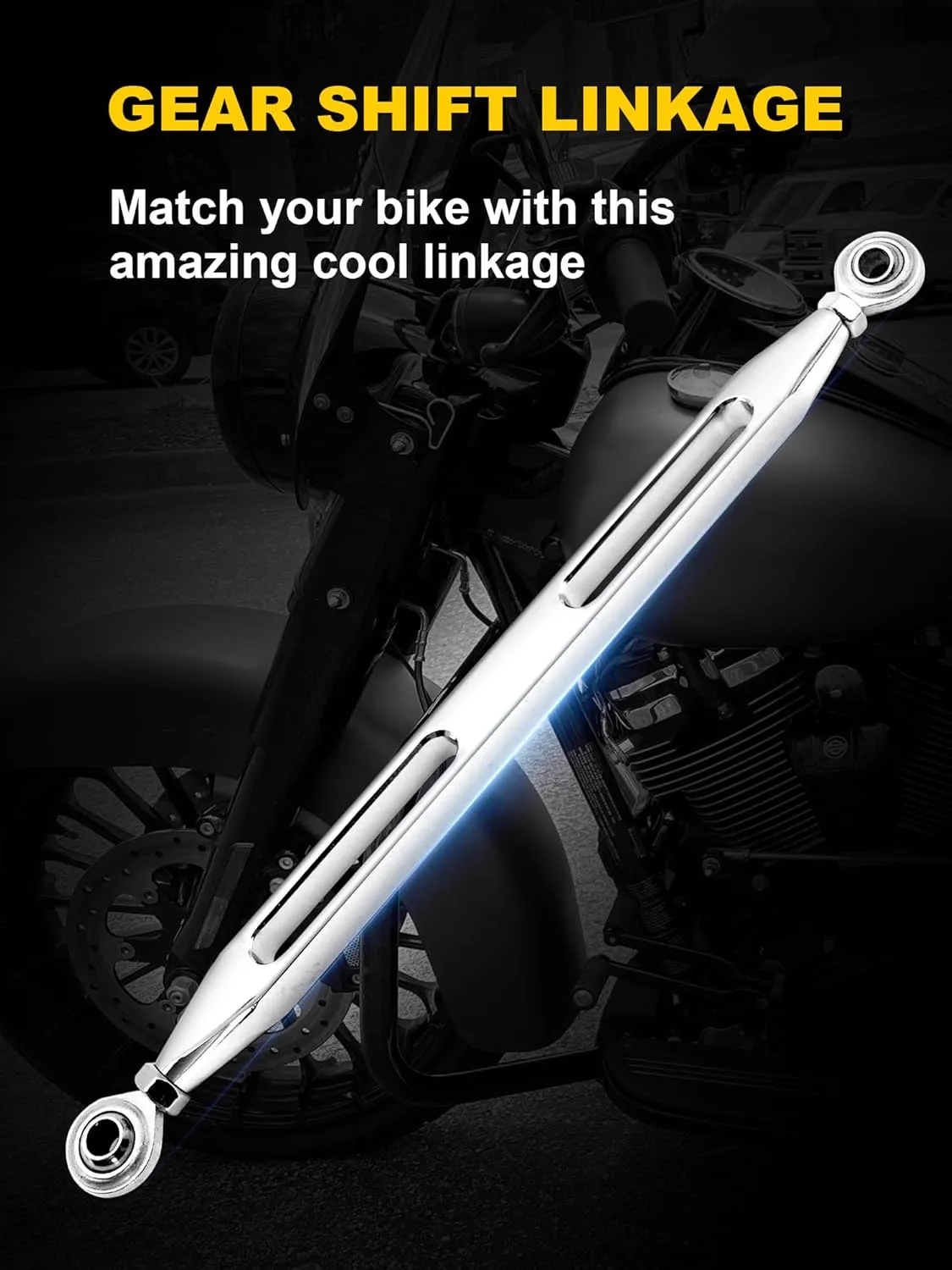 Shift Linkage Chrome Shift Linkage Rod Compatible for Harley Davidson 1986-2024 Softail Dyna Fatboy Street Glide Road Glide Road King Electra Glide, AIL021BLK