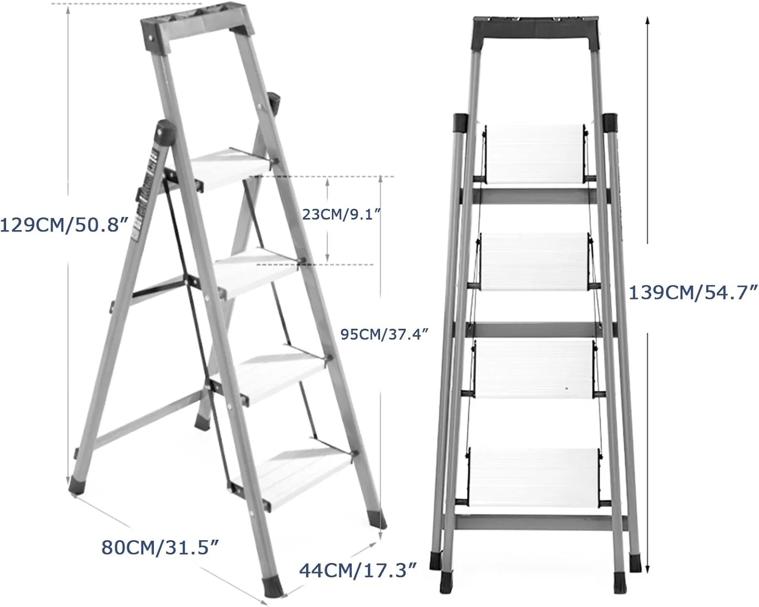 SHU Multifunctional with Tool Table Herringbone Ladder Folding Thickness 5 cm Space-Saving Indoor 4-Step Climbing Ladder (Color : Black)