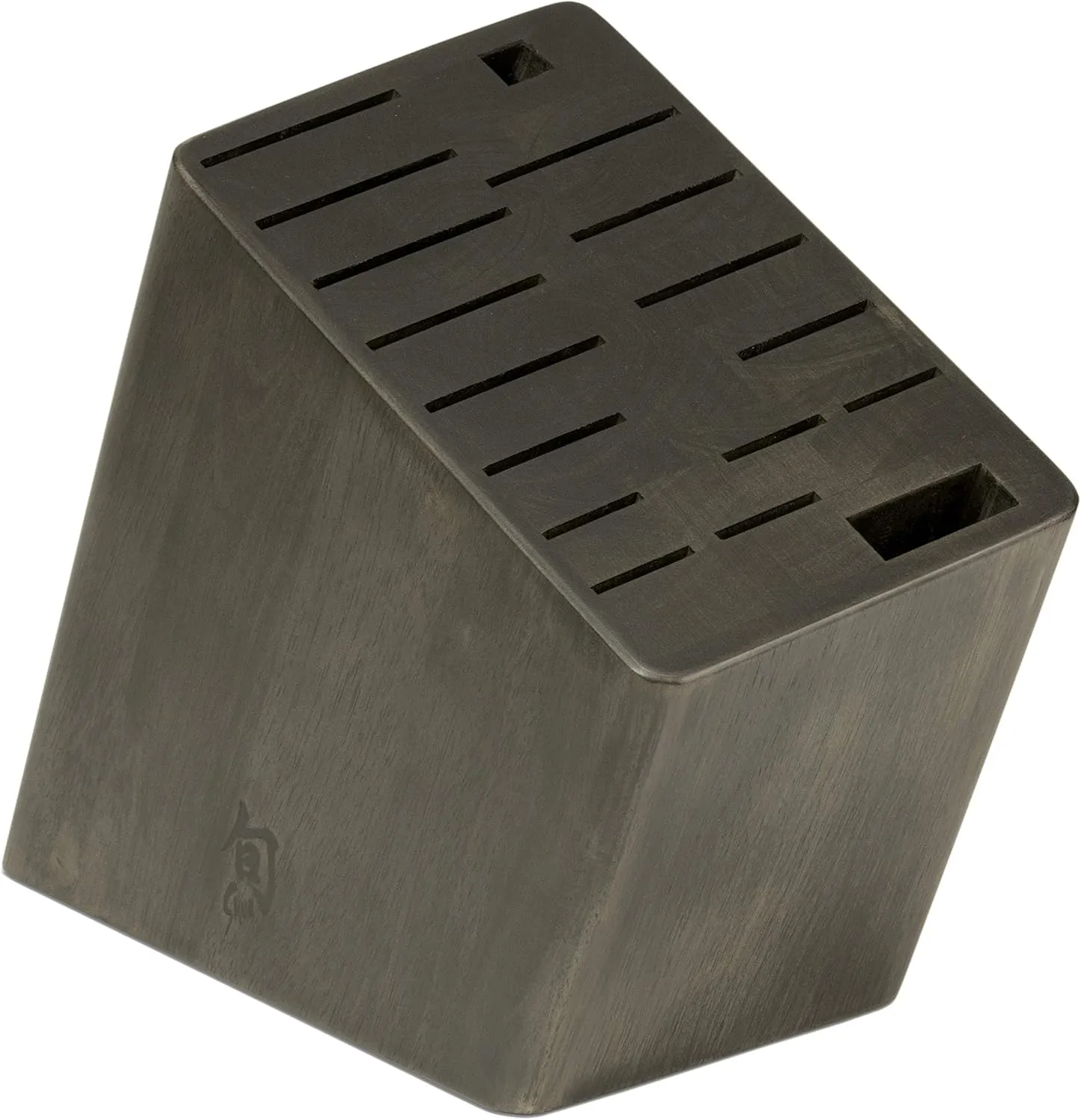 Shun Angled Knife Block, 17 Slot Wooden Knife Holder, Made from Genuine Dark-Stained Wood, Kitchen Storage for Professional and Home Chefs