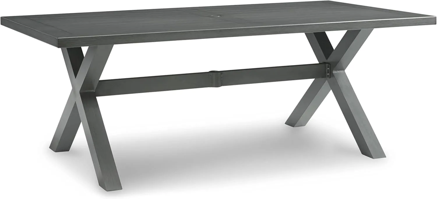Signature Design by Ashley Elite Park Transitional Outdoor Dining Table with Umbrella Option, Gray