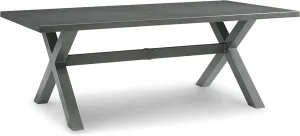 Signature Design by Ashley Elite Park Transitional Outdoor Dining Table with Umbrella Option, Gray