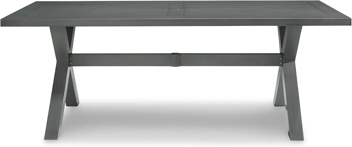 Signature Design by Ashley Elite Park Transitional Outdoor Dining Table with Umbrella Option, Gray