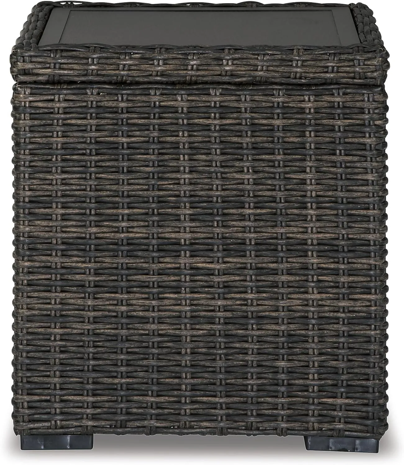 Signature Design by Ashley Grasson Lane Outdoor Rattan Square End Table with Storage, Brown