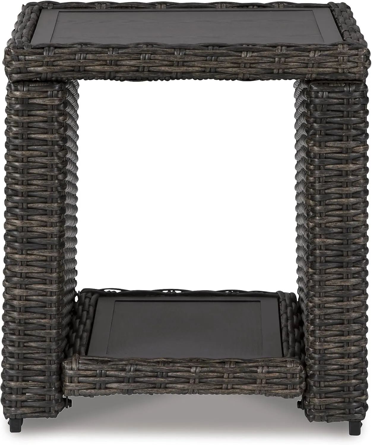 Signature Design by Ashley Grasson Lane Outdoor Rattan Square End Table with Storage, Brown
