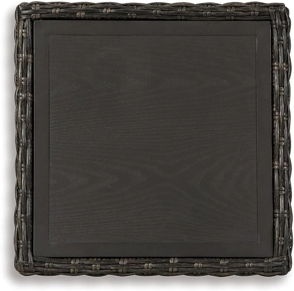 Signature Design by Ashley Grasson Lane Outdoor Rattan Square End Table with Storage, Brown