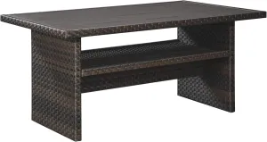 Signature Design by Ashley Outdoor Easy Isle Multi-Use Resin Wicker Patio Table, Dark Brown
