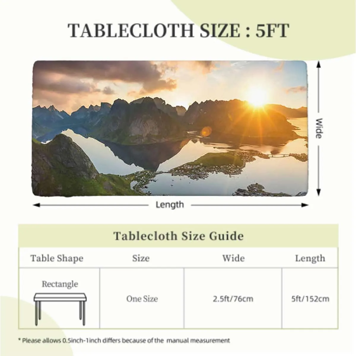 Slate Blue Orange Rectangle Table Cloth Cover, Mountain Range with Creek Art Folding Table Cover Rectangle Polyester ?Tablecloth for Picnic Party Aerial View Fits up 5 Foot Tables