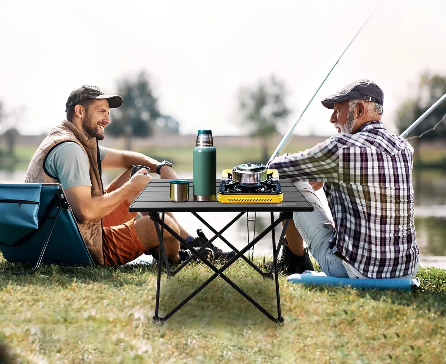 Small Camping Table, Ultralight Aluminum Folding Table with Carrying Bag, Portable & Lightweight Camping Side Table for Outdoor Camping, Picnic, Beach and Fishing, Black