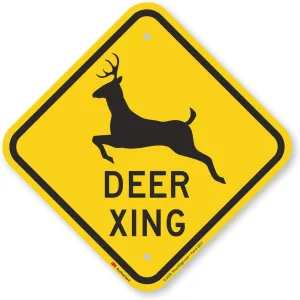 SmartSign - K-6210-EG-12x12-D1 "Deer Xing" Crossing Sign | 12" x 12" 3M Engineer Grade Reflective Aluminum Black on Yellow