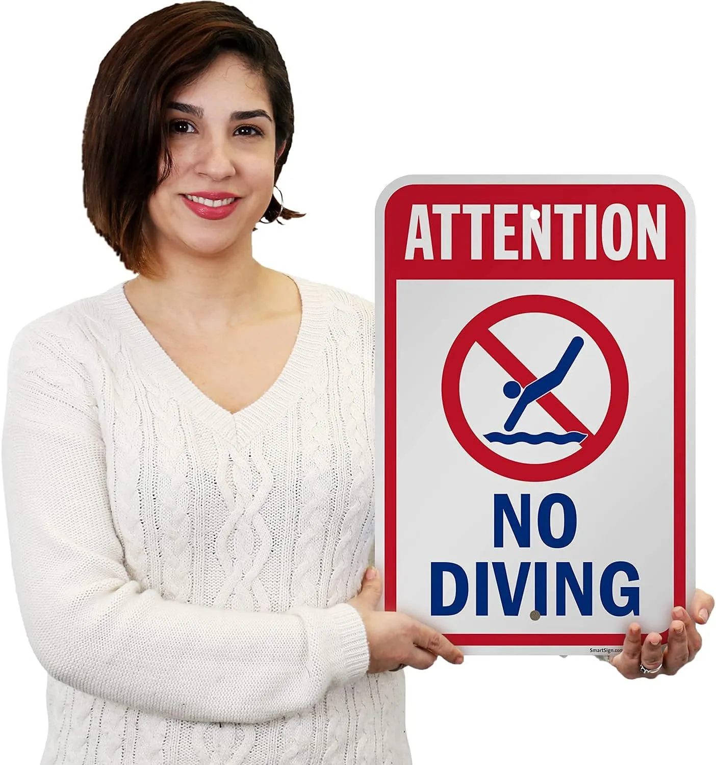 SmartSign "Attention - No Diving" Sign | 12" x 18" Aluminum