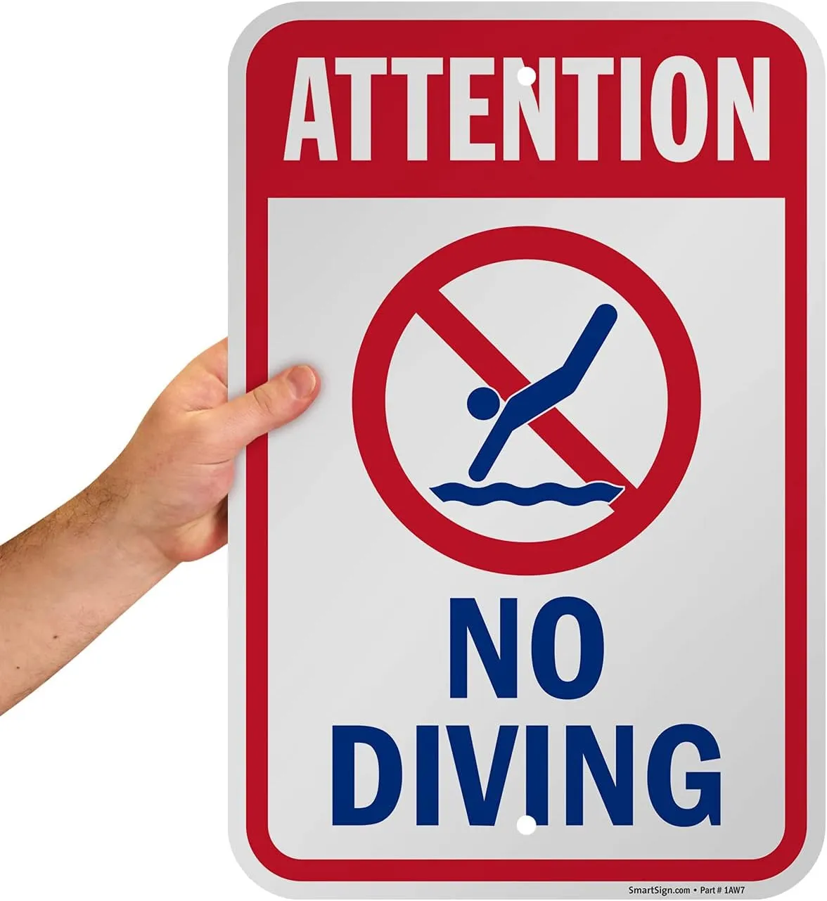 SmartSign "Attention - No Diving" Sign | 12" x 18" Aluminum