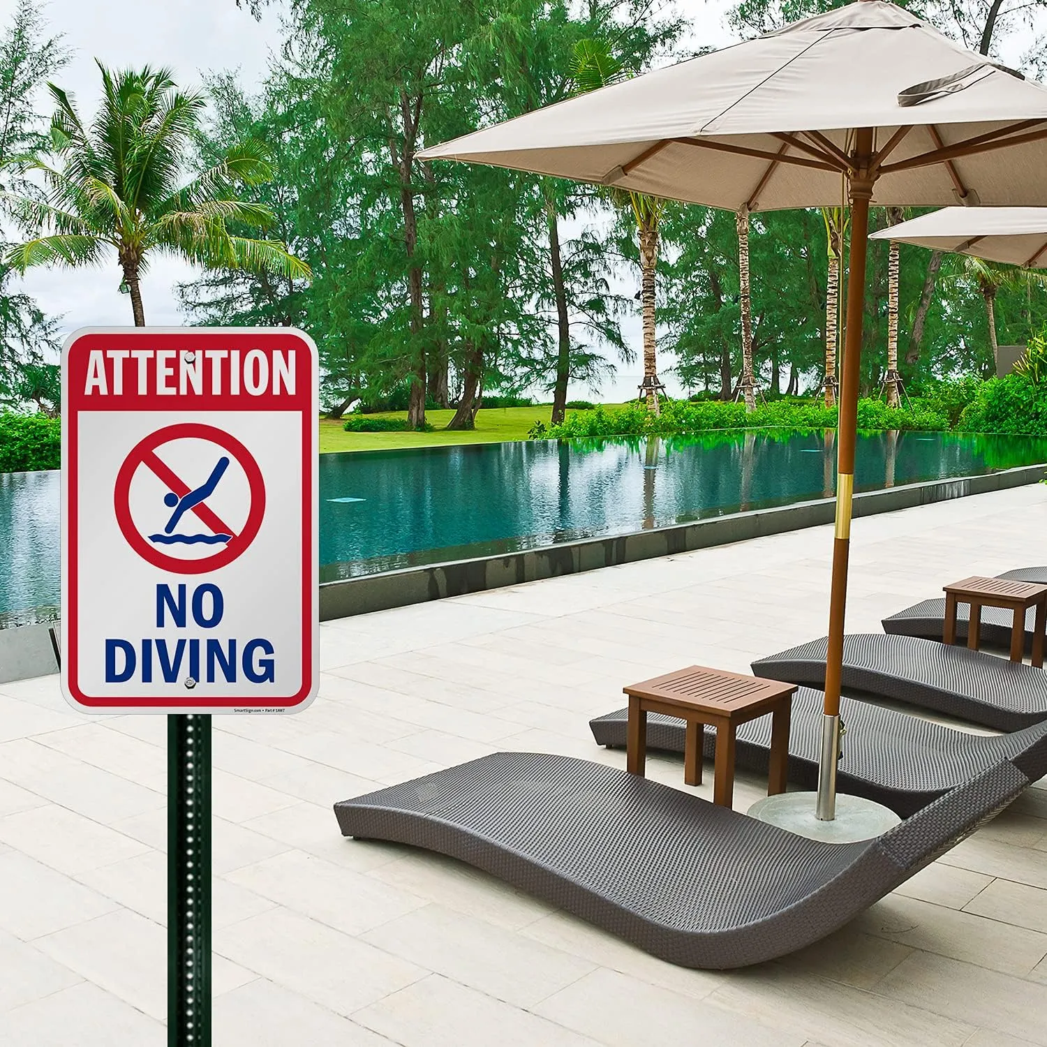 SmartSign "Attention - No Diving" Sign | 12" x 18" Aluminum