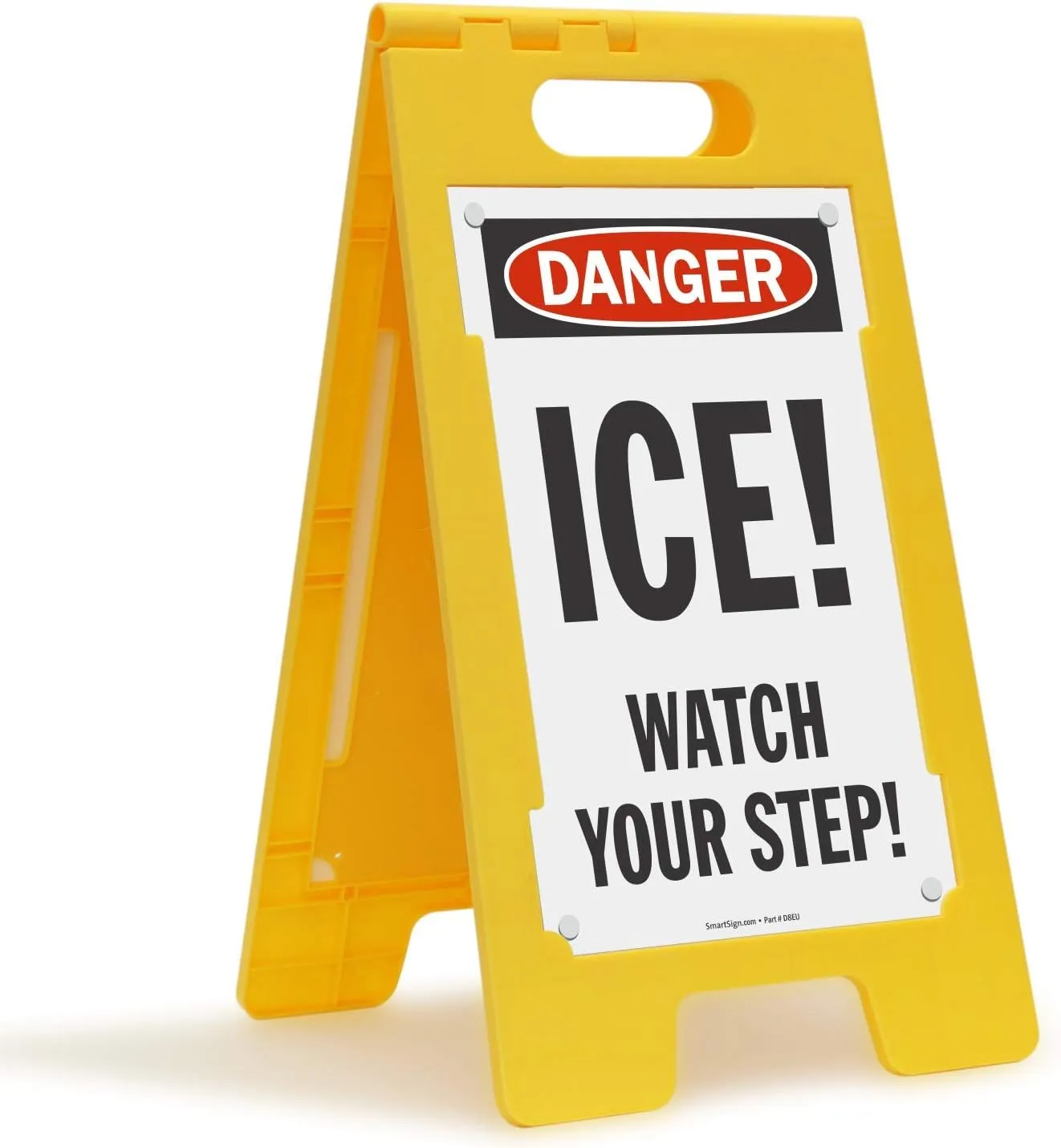 SmartSign - SF-0233-FB-25x12 "Danger - Ice! Watch Your Step!" Folding Floor Sign | 25" x 12" Plastic Black/Red on White