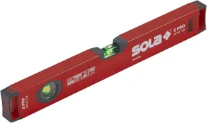 SOLA LSX16 X PRO Aluminum Box Profile Spirit Level with 2 60% Magnified Vials, 16-Inch , Red