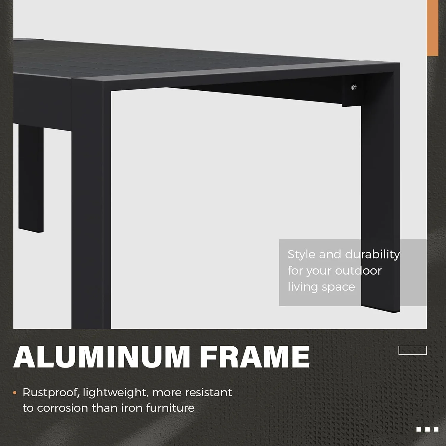 Solaste Aluminum Outdoor Coffee Table, All-Weather Rectangle Metal Patio Coffee Table Furniture for Balcony, Garden, Indoor or Outdoor Use, Black